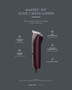 Andis AGCB Super 2 Speed Brushless Clipper - Burgundy -Wah Shop AN 23370 2