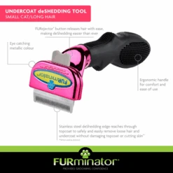Furminator DeShedding Tool - Small Cat Long Hair Metallic [Pink] -Wah Shop FU 01224 4