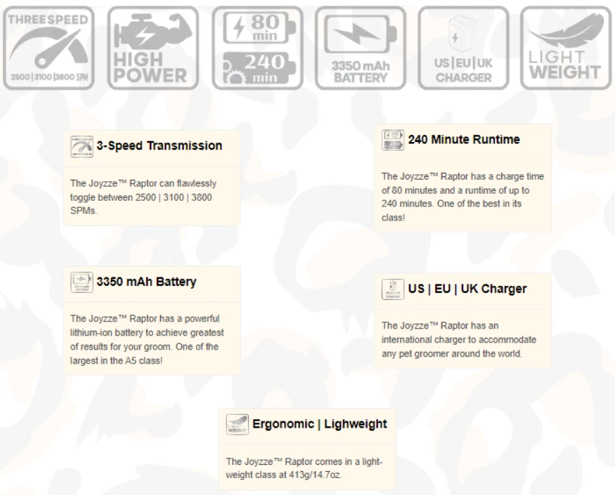 Joyzze Raptor Plus Cordless A5 Clipper (2 Battery) 8 Joyzze Raptor Plus Cordless A5 Clipper (2 Battery) - Image 8