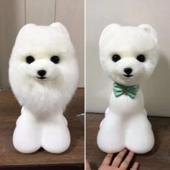 Mr. Jiang Teddy Bear Head Hair / Model Dog [White] -Wah Shop MJ TB04W 3