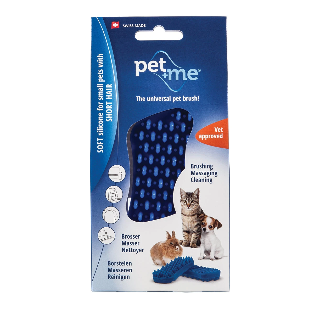 Pet+Me Grooming Brush Blue - Soft Silicone, Short Hair 1 Pet+Me Grooming Brush Blue - Soft Silicone, Short Hair