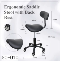 Groomer's Saddle Stool With Back Rest (Black) -Wah Shop T GC010 3