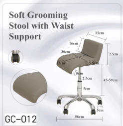 Groomer's Modern Groomer Stool With Square Cushion And Waist Support (Grey) 9 Groomer's Modern Groomer Stool With Square Cushion And Waist Support (Grey) -Wah Shop T GC012