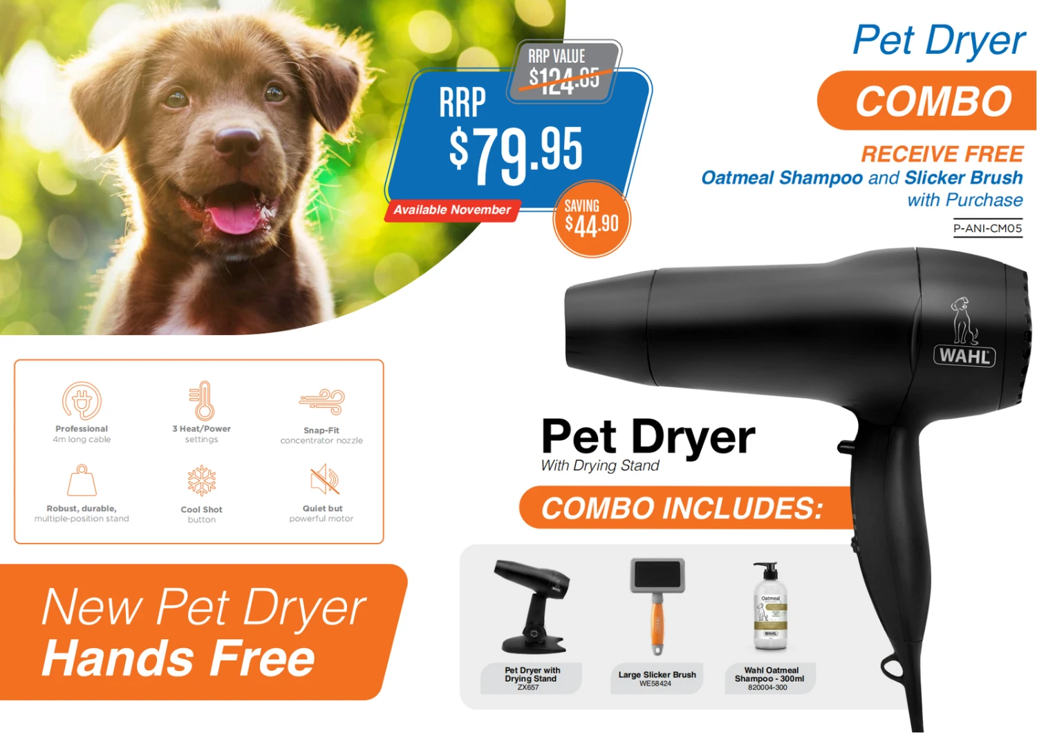 Wahl Pet Dryer With Stand, Bonus Shampoo And Brush 1 Wahl Pet Dryer With Stand, Bonus Shampoo And Brush